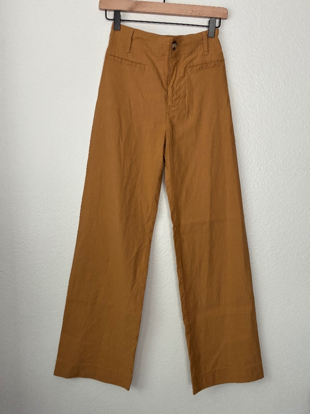 Anthropologie Maeve Colette Wide-Leg Pants sz 24 Mustard Linen Blend Trousers